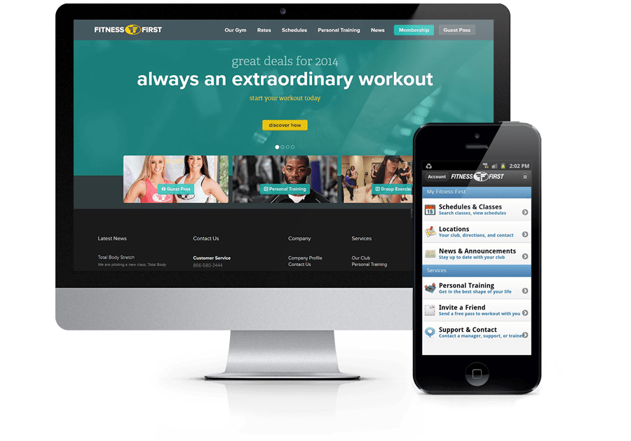 website design for Fitness First Health Clubs
